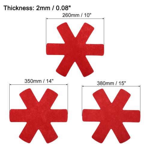 uxcell Pot and Pan Protectors, Set of 3, Stacking Felt Pan Protectors and Dividers for Glass Ceramic Plates, Red