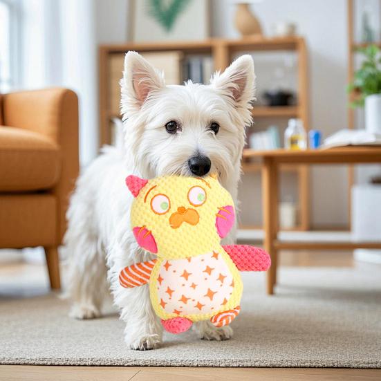 Yousheng Plush Animal Dog Chew Toy Boredom Stress Relief Squeaky Frog Cat Rabbit Plushie Bite Resistant Dog Teething Cleaning Interactive Animal