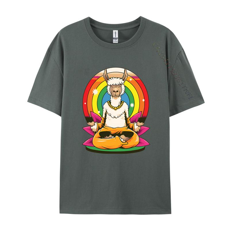 Llama Yoga Llamaste Animal Yogi Pose Tshirts Retro Style Tshirt Premium Cotton Design New Tops Tees Discount Tops  Tees