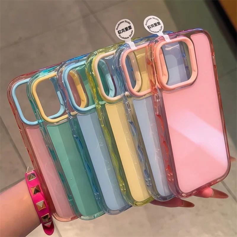 Custodia Ammortizzante in Gelatina di Lusso per iPhone 17 Pro 16 15 14 13 12 11 Pro Max Bumper Morbido Colorato Armatura Cover Estetica per Telefono