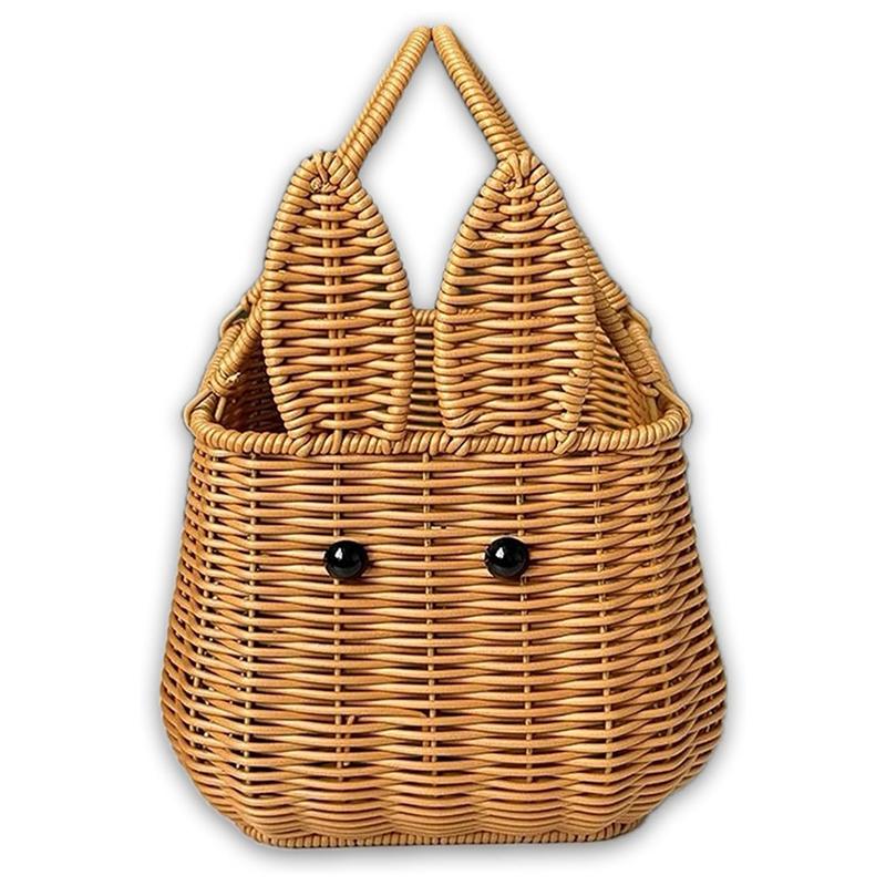 ABWR- Easter Egg Handwoven Gift Basket Picnic Basket Fruit Storage Basket Flower Basket Durable Easy Install