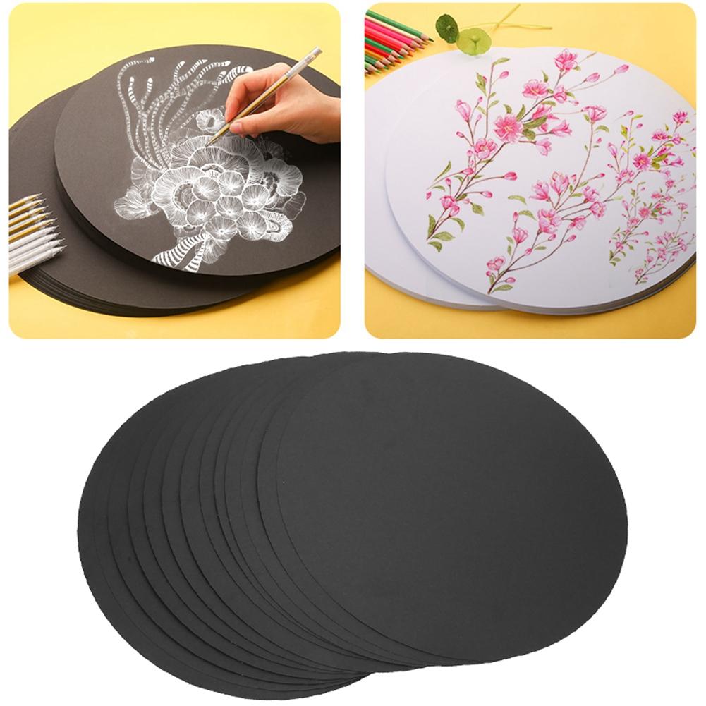 20Pcs Blank Runde Papier Verdickt Hand Zeichnung Skizzieren DIY Karton CraftBlack Papier