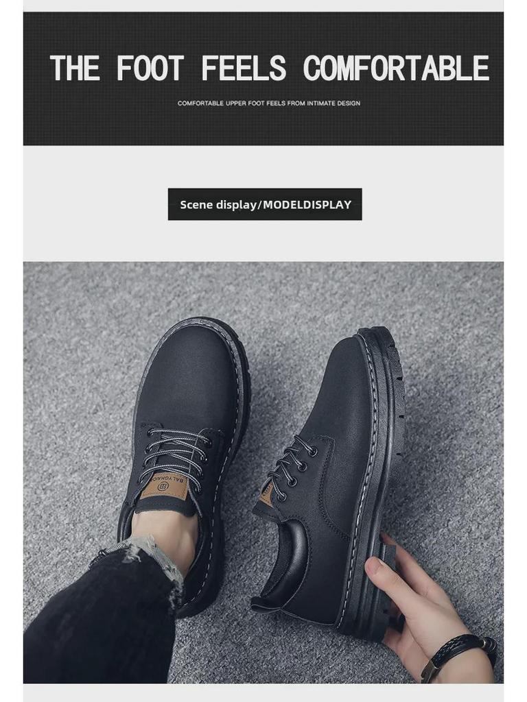 Durable Men's Retro British Style Martin Boots - 2024 Spring/Summer, Versatile Low-Top with Thick Soles.