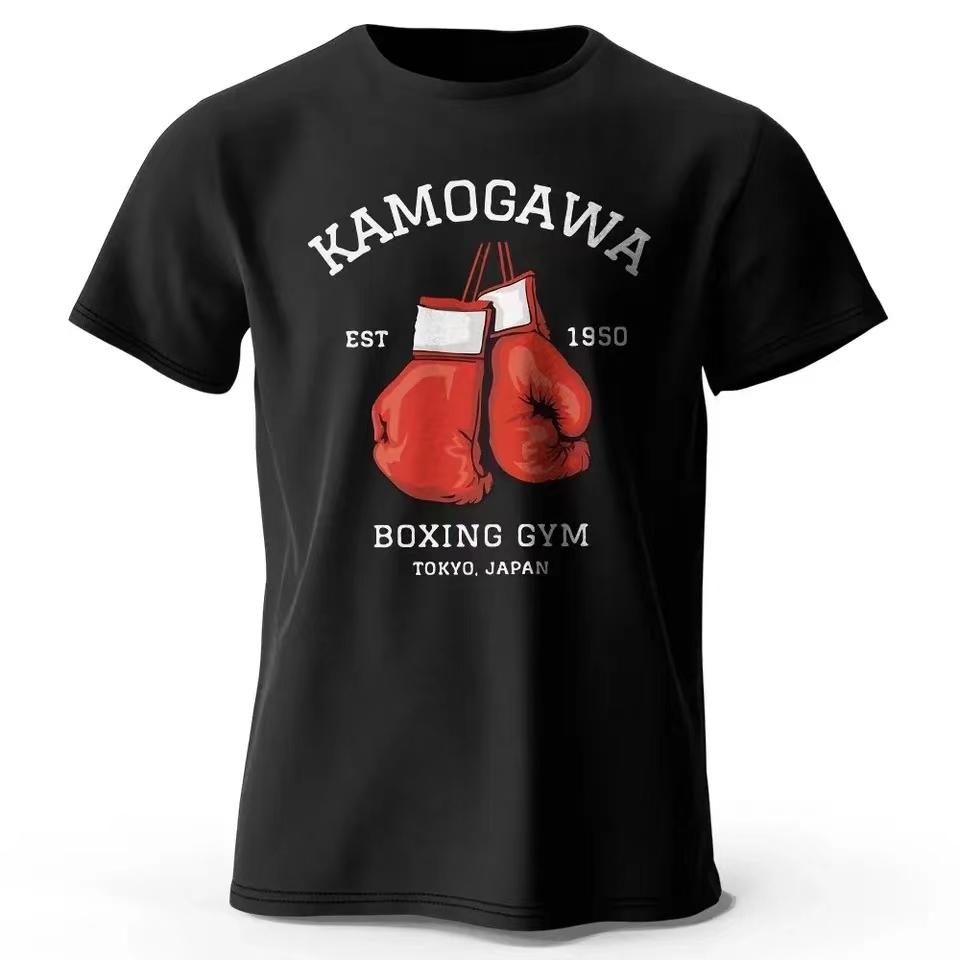 Best-Selling Anime Hajime No Ippo Kamogawa Boxing Gym T-Shirts Summer Men's O-Neck Makunouchi KGB Pattern Street Wear Sport Tops