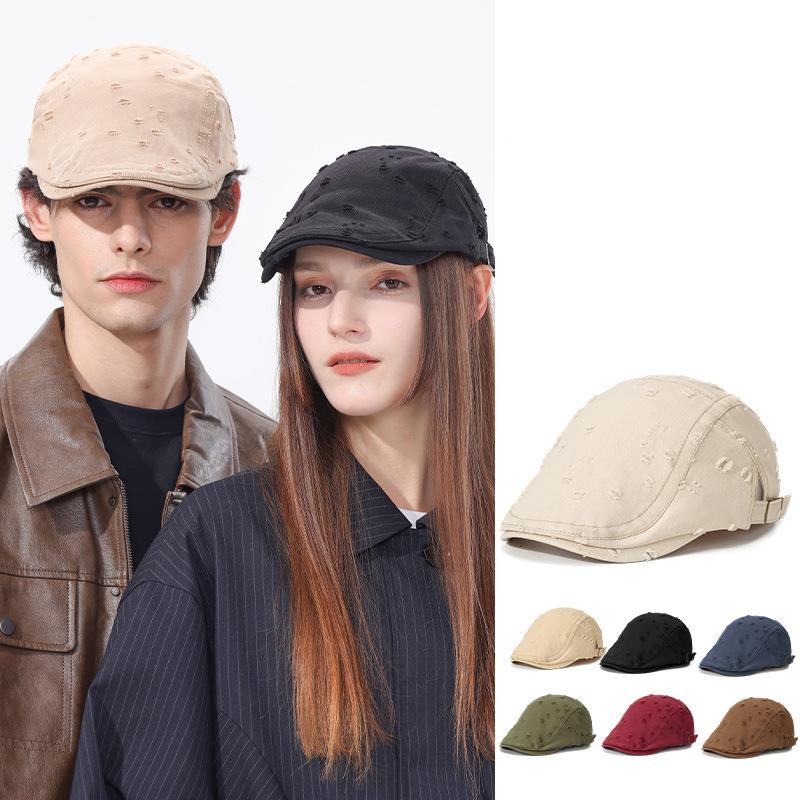 

Four Seasons Cap Women Solid Color Hole Forward Cap Men Beret бежевый