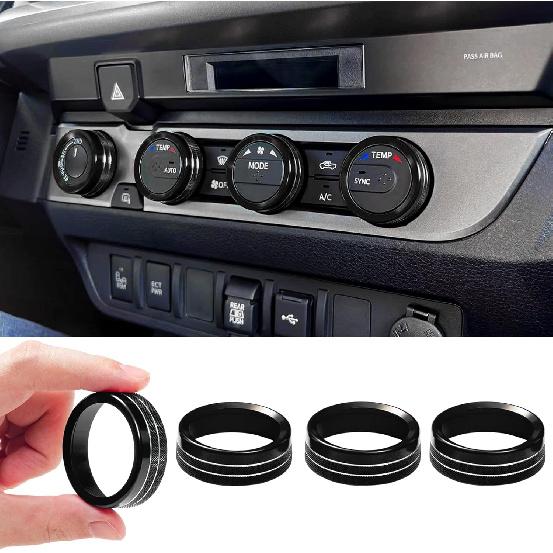 

JKCOVER Interior Decorated Button Knob Covers Compatible with Toyota Tacoma 2023 2022 2021 2020 2019 2018 2017 2016, 4WD Temp Air Conditioner AC чёрный