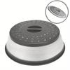 10.5 Inch Round Multi-Ply Collapsible Microwave Food Cover with Steam Vent and Strainer Easy-to-Carry Design with Handle - Perfect for Cooking