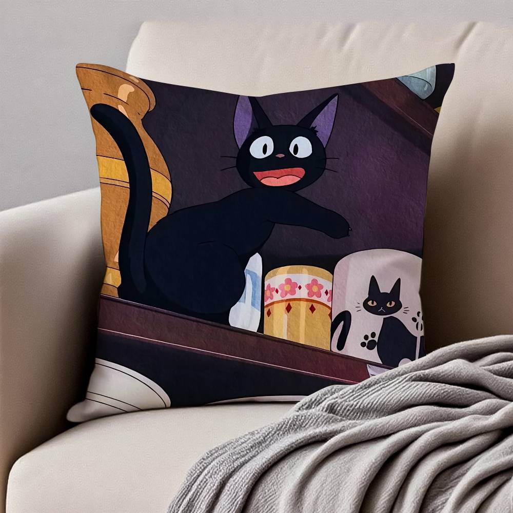 Cute Cat J-Jiji Pillow Case Anti-dustmite Pillowcase Invisible Zipper Silky Short Plush Sofa Cushion Cover