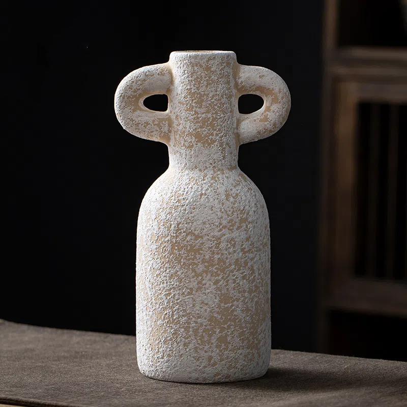 Wazon z gliny ceramicznej w stylu vintage, ręcznie robiony, nostalgiczny dekor do salonu, szafki TV, stolika do herbaty, aranżacja kwiatowa, element dekoracyjny