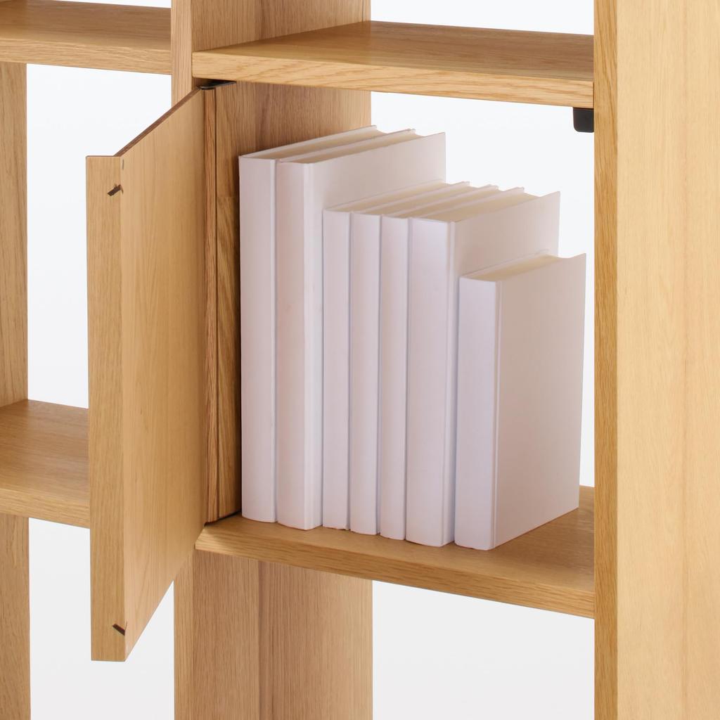 MUJI Stacking Shelf with Wooden Doors and Oak Veneer, 83907976