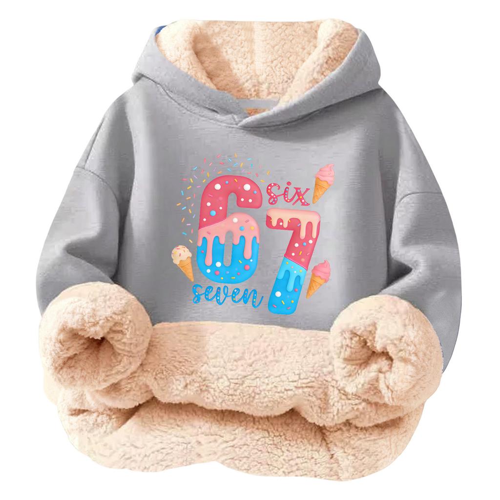 Children's Fashionable Printing Casual Fleece Hooded Loose Fit Hoodie Without Pockets