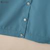 ZANZEA Women Casual Doll Collar Loose Long Sleeve Blouse