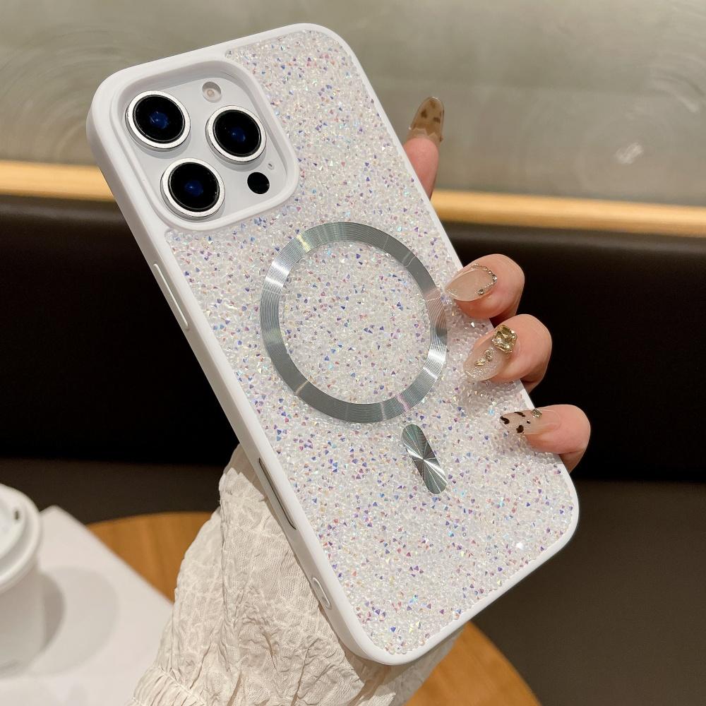 Glitter Sparkling Rhinestones Diamond For Magsafe Case For iPhone 18 17 16 Pro Max 15 14 13 12 11 Magnetic Wireless Charge Cover