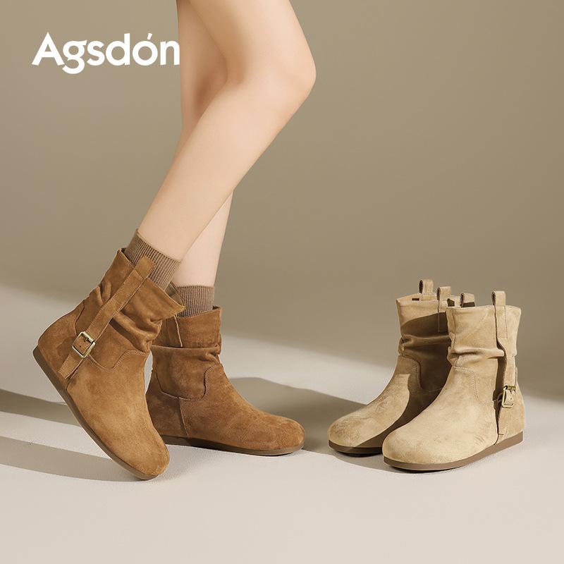 Augustus Denboken Boots Children's 2025 New Autumn Retro Thick Bottom with Skirt Pile Western Martin Boots