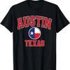 Austin Texas Flag Circle and Red Text T-Shirt