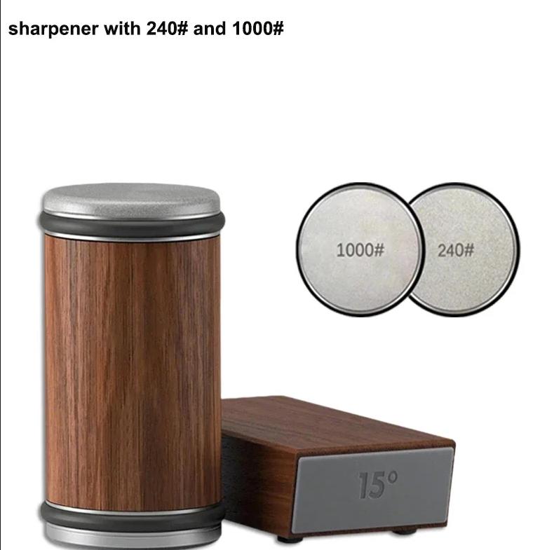 Rolling Knife Sharpener Fast Diamond Ceramic Discs 15° /20° Magnetic Angles for Any Blade Hardness Sharpening Kit with Gift Box