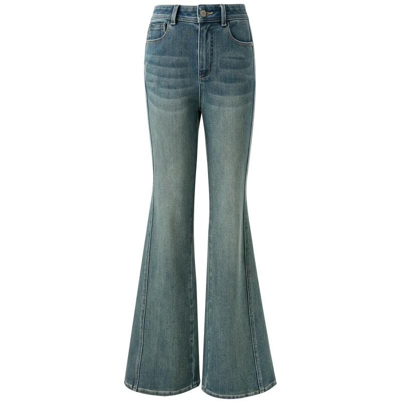 Sancai High-Waist Micro Flared Washed Denim Jeans S