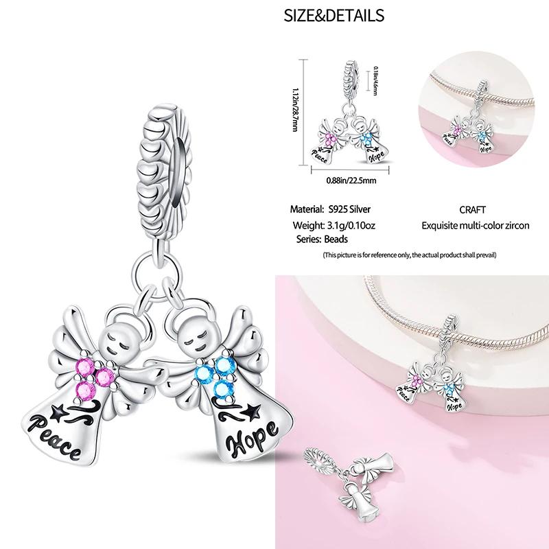 Copper Metal Peace Dove Hope Angel Heart Shaped Guardian Pendant Bead Component Charm Bead Components Bead Components Compatible With 4mm Aperture