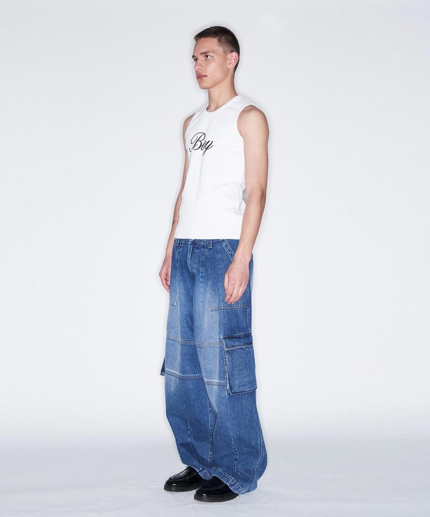 Peulomaleul Wide Fatigue Denim Pants / Blue