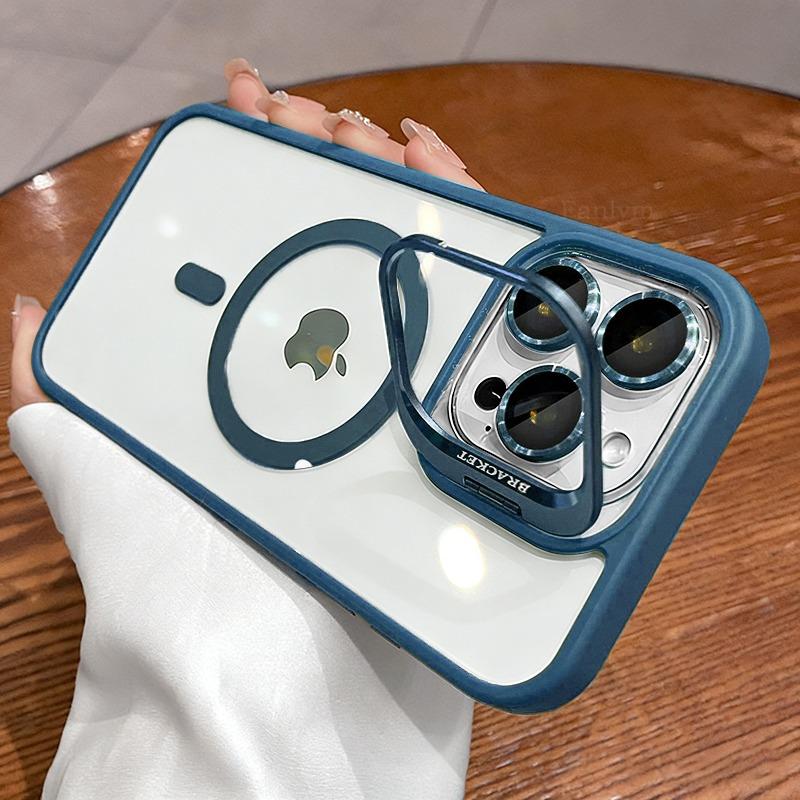 Holder Wireless Charging Phone Case For iPhone 17 Pro Max 16 15 14 13 12 11 Pro Max Plus Air Lens Protection Cover Funda