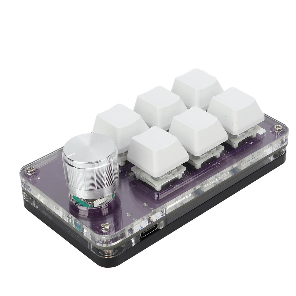 Shortcut One Handed Mechanical Keyboard Multifunction Mini 6 Key Gaming Keypad with RGB Light Knob