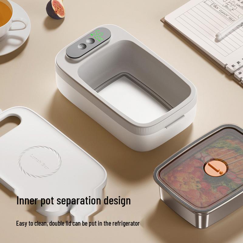 Rechargeable Electric Lunch Box, Waterless, 304 Stainless Steel Liner, Hot Meal Device for Students/Office Workers.