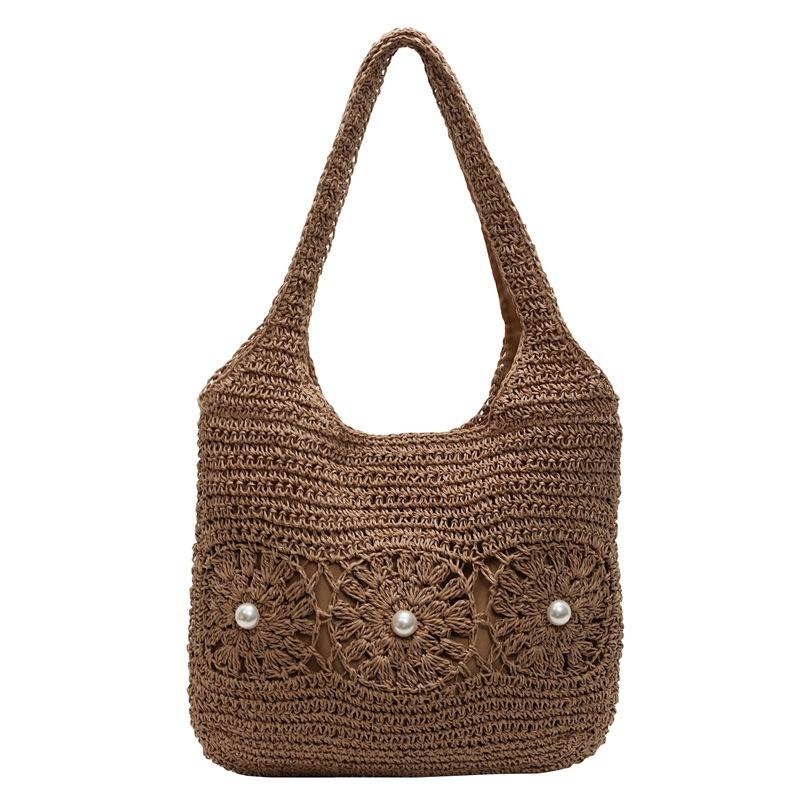 Borsa Tote a Spalla Singola Retro Estiva Borsa Intrecciata da Spiaggia per Vacanze al Mare