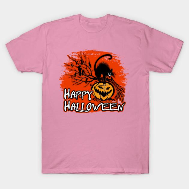 T Shirt Women Happy Halloween Pumpkin And Black Cat Harajuku Print Kawaii Tshirt Summer Short Sleeve Female T-Shirt Top Tee