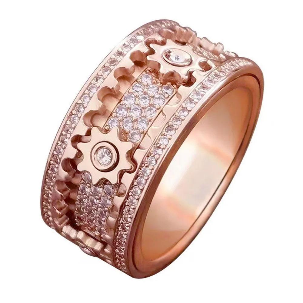 Gear Ring Rotatable Ring Male and Female Couple Rotating Wheel Starry Sky Trendy Rose Couple Rings