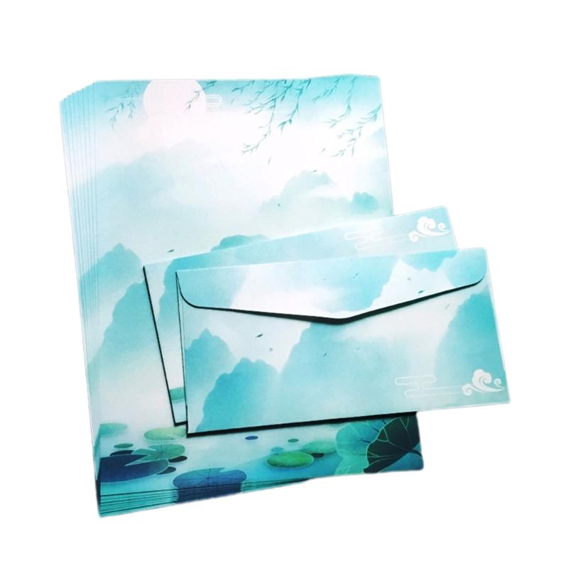 Stationery Paper and Envelopes Set Traditional Letter Writing Paper Color Both Side Writing Stationary Paper for School