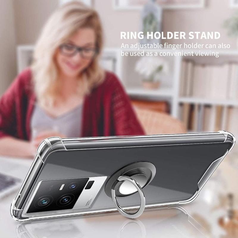 Ring Stand Clear Case For Vivo iQOO 11S Holder Bracket Shockproof Transparent Case For Iqqo 11 10 9 8 7 Pro Soft Silicone Phone Protective Cover Shell