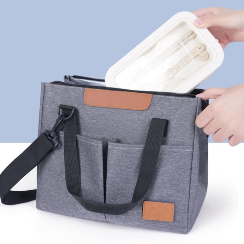 1pcs Stylish Insulated Bag Outdoor Travel Crossbody Bag Large Capacity Lunch Box Storage Bag Work Commute Bento Insulated Tote