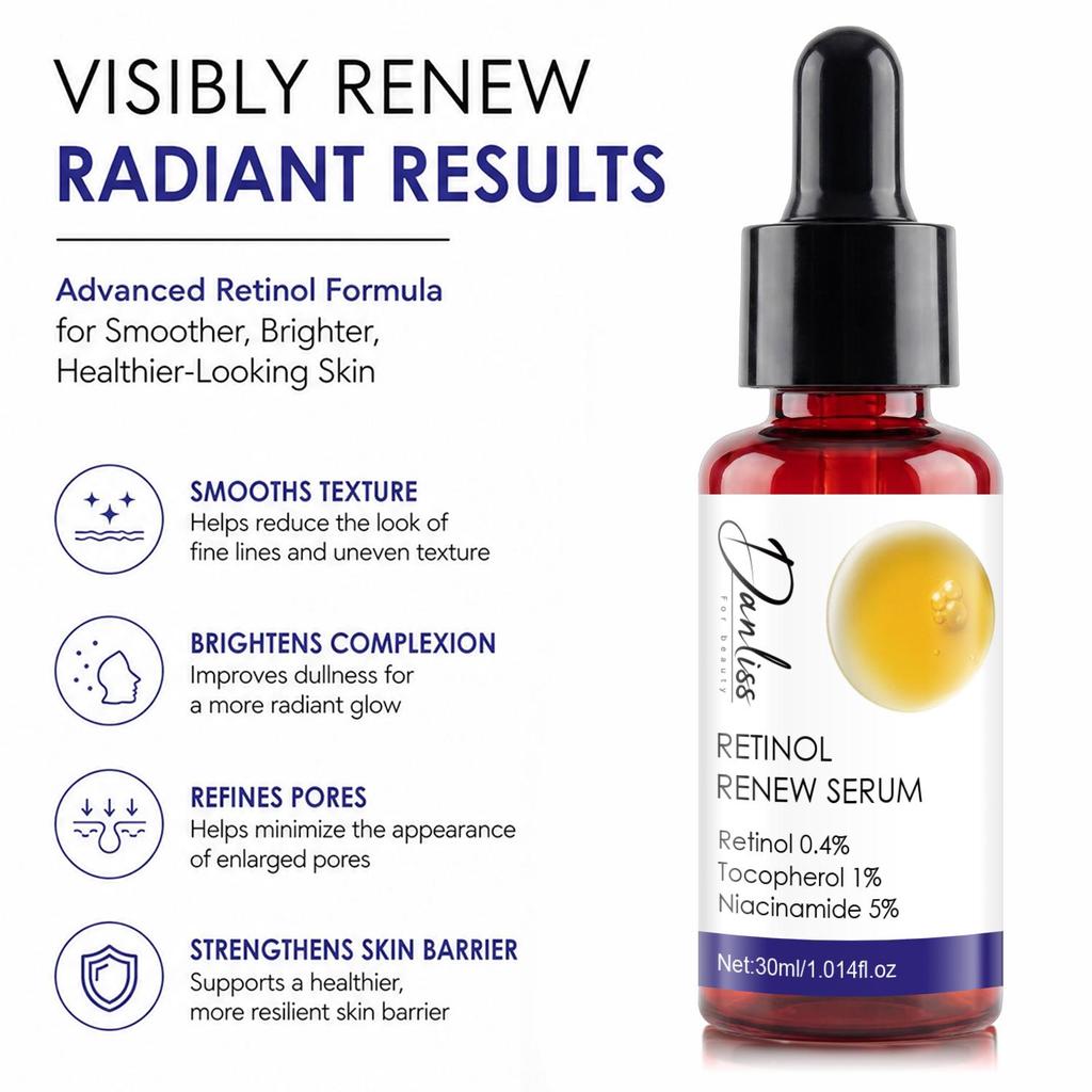 Retinol Renew Serum-Refines Skin Texture, Boosts Natural Radiance-Locks In Moisture For All-Day Comfort-Suitable For All Skin Types, 30ml