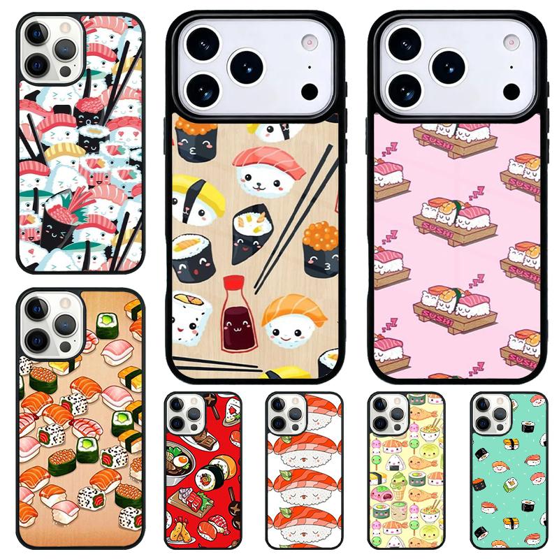 Kawaii Sushi Crowd Phone Case for iPhone 17 Air 16 15 11 12 14 13 Pro Max Shockproof Cover