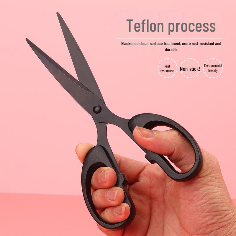 Stainless Steel Teflon-Coated Anti-Rust Multi-Purpose Scissors for Office, Fabric, Paper, and Crafts - Transparent Handle with Black Finish