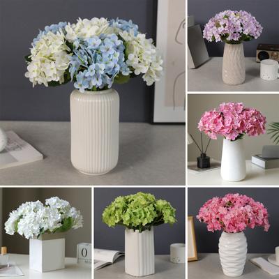 Künstliche Hortensie mit grünen Blättern, realistische Kunstblume, Hochzeitsfeier, Home-Office, Tischdekoration, Kunstblumenzweig, Dekoration