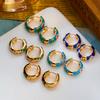 Vintage Colorful Enamel Flower Chunky Hoop Earrings For Women Gold Color Daisy Flower Circle Huggie Earring Party Jewelry
