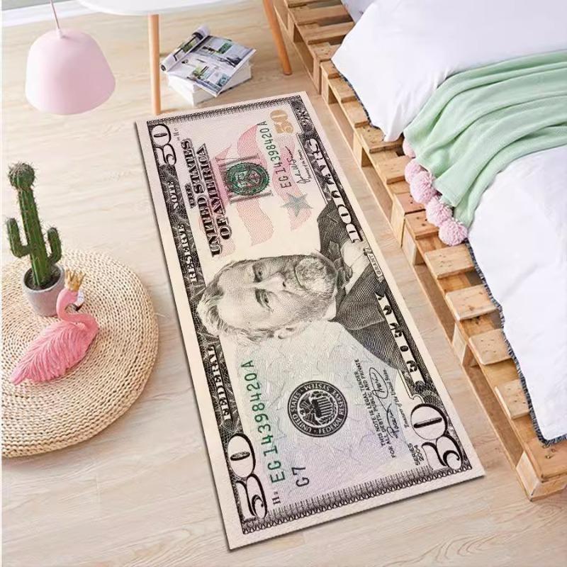 US Dollar Printing Kitchen Mat - American Currency Design Carpet with Greenback Pattern for Home Living Room Bedroom Decoration