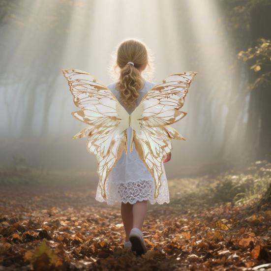Fairy Wings for Adults And Girls Butterfly Fairy Costume Set with Floral Garland Wand Elf Ears Gradient Organza Butterfly Wings