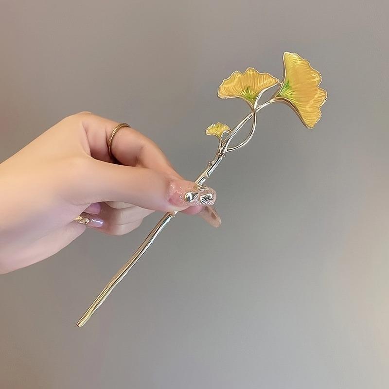

Uniquely Designed Fashionable Alloy Ginkgo Leaf Women s Classical Hairpin Elegant Temperament Qipao Hanfu Hair Accessories золотистый