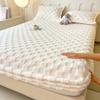 Modern Home Embossed Mattress Protector Bed Sheet Pillowcase Set Antiallergic Thickened Mattress Cover Grid-shaped Bed Cover