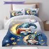 Good Night Gnomes Pattern Bedding Quilt Set Quilt Cover Pillowcase Home Decoration Gift (1 * duvet cover + 2 * pillowcase, without core)
