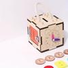 6 Sided Multifunctional Busy Box Recycled Wood Educational Toy for Youngsters 3+ Years, Hand Eye Coordination,Shape/Color Recognition Training