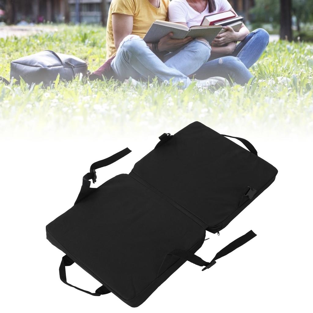 Pernă Pliabilă de Exterior Portabilă Ajustabilă Pernă Scaun Camping cu Spătar Negru