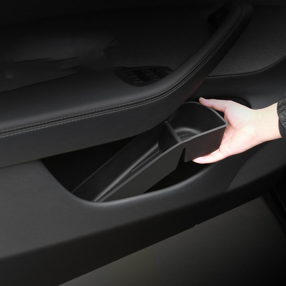 4Pcs/Set Car Side Door Storage Box For Tesla Model Y 2026 Armrest Tray Organizer TPE Door Slot Tray Organizer