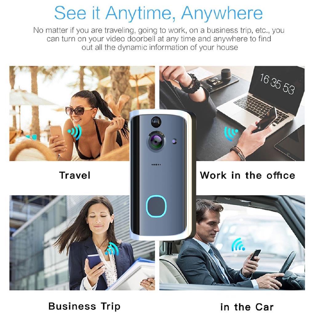 Smart WiFi Video Doorbell Camera Wireless Doorbell Intercom APP Phone Record Picture Video Home Visual Security DoorBell