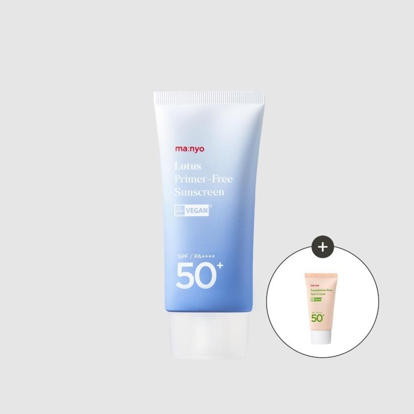 Manyo Lotus Primer-Free Sunscreen SPF50+ PA++++ Smooth Pore-Care Sun Cream 50mL + 15mL Bonus