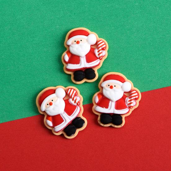 10Pcs Christmas Resin Accessories Cute Santa Claus Snowman Elk Christmas Tree Flat
