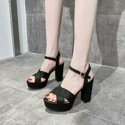 Thick Heel Platform Small Sandals Women's Sandals 2025 New One-button Round Toe Fashion Fashion Fashion High Heels