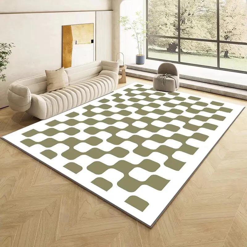 Fashion Retro Checkerboard Carpet Living Room Bedroom Decoration Bedside Non-slip Soft Mat Home Washable Plush Rugs Customizable